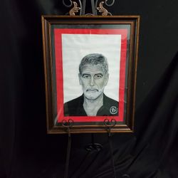 George Clooney. Exclusive One Of A Kind Framed Canvas Painting. 