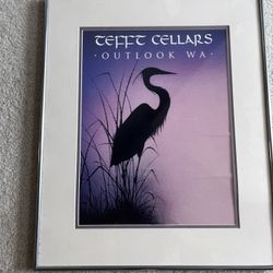 Tefft Cellars Framed Crane Picture