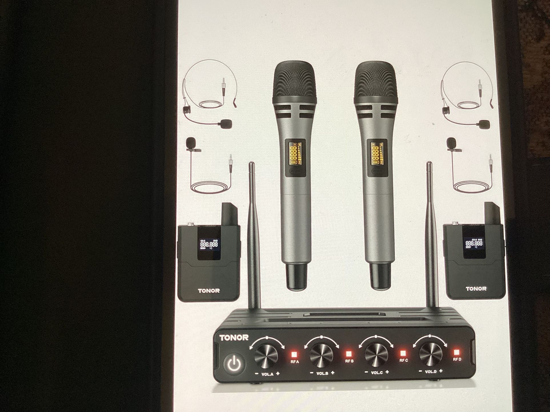 Tonor Wireless Microphone System Cordless Handheld Mic Set