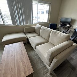 Beige Couch With Sectional