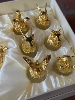 Gold Zodiac Wine Glass Set – 12 Chinese Zodiac Charms – Brand New