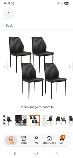 4 Chairs Black Faux Leather Dining Chairs New (Price Is Firm)