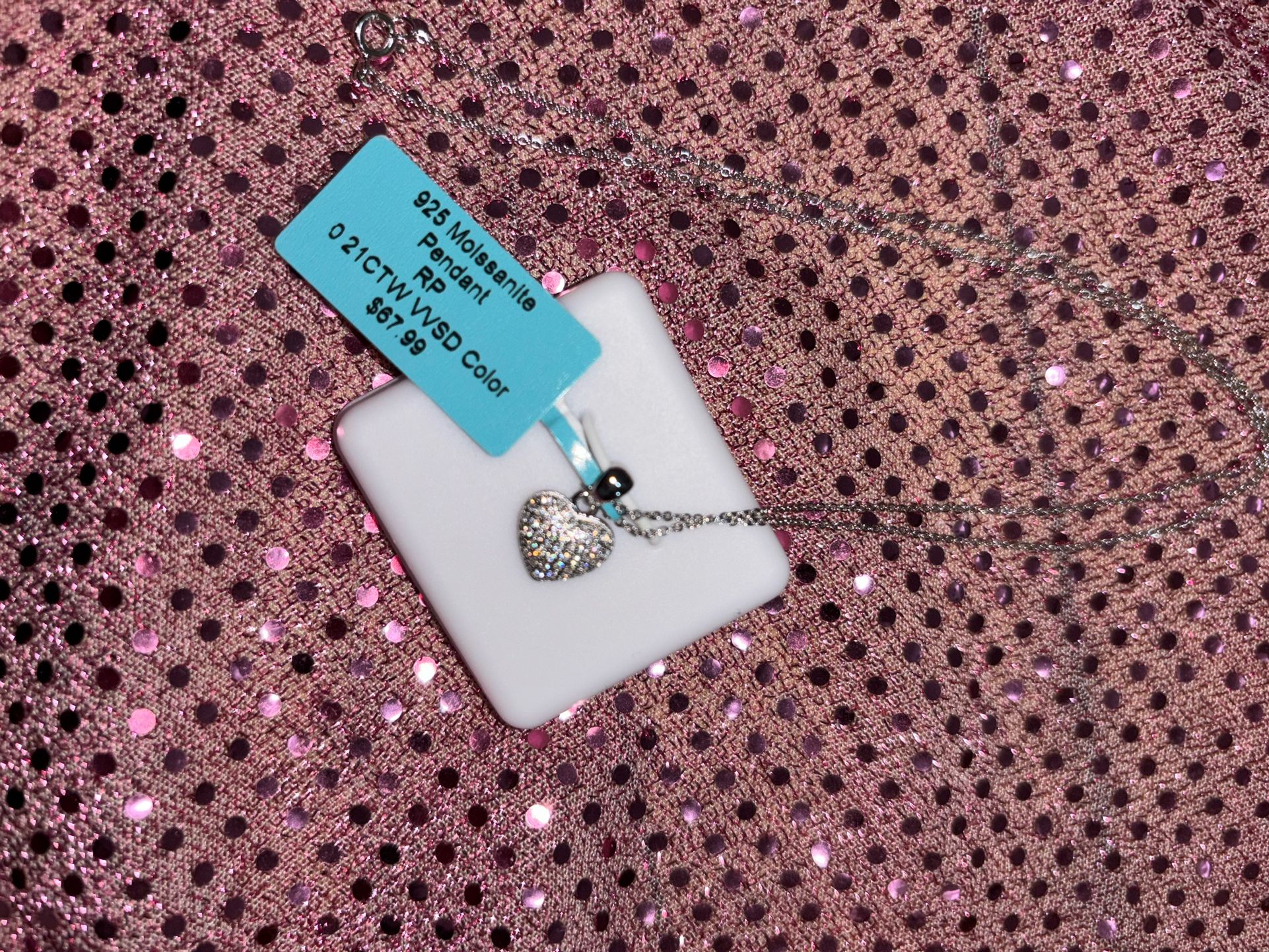 925 Moissanite Heart Pendant Necklace