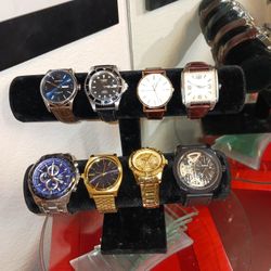 Variety Of  Mens Watches  (All Genuine Leather Or Steel Wristbands) 