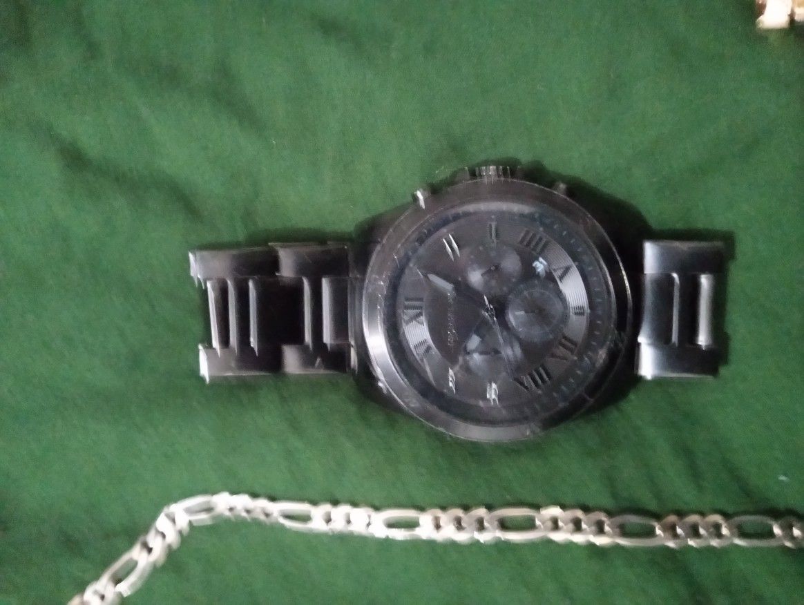 Mk Watch With Chain Silver