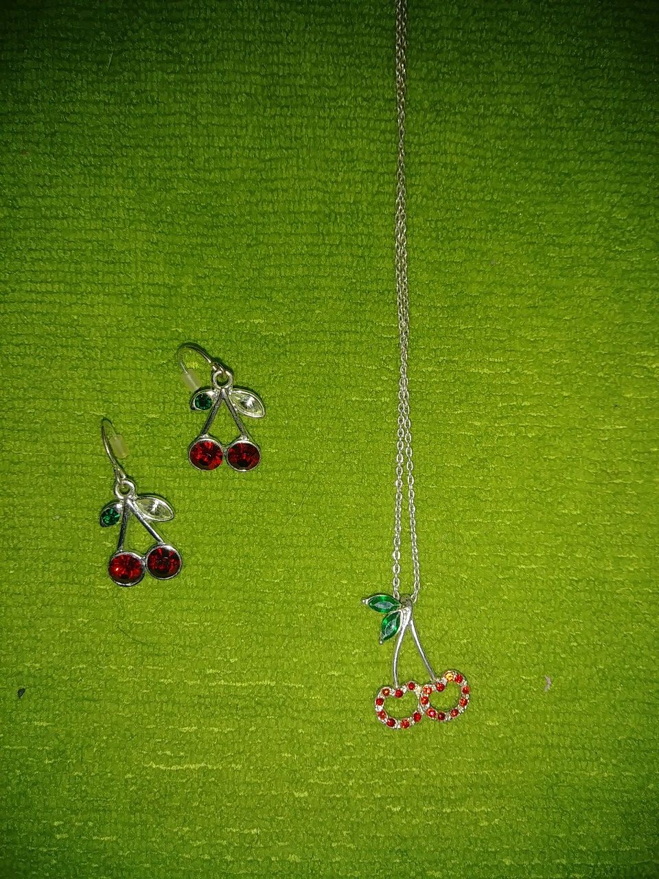 Cherry Necklace and Cherries Earrings