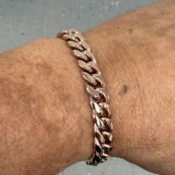 Rose gold high polished men women Miami Cuban bracelet  -long lasting-
