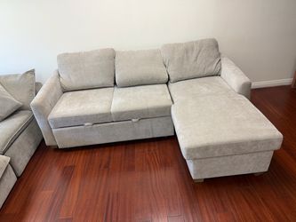 Coddle Cameron Convertible Sofa with Reversible Chaise and Storage, Taupe