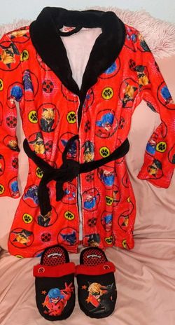 Miraculous Ladybug And Cat Noir Robe/Slippers