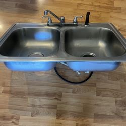 Double-basin Stainless Steel Drop-in Kitchen Sink