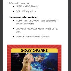 San Diego legoland 2 day pass