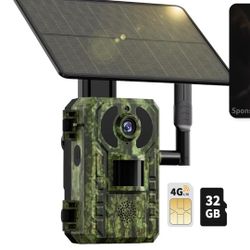 Cellular Trail Cameras with 2.7K Live Streaming, Menory&SIM Card Includes, 0.2S Trigger Time, 4G LTE Solar Game Camera with 120° Wide Len, Night Visio