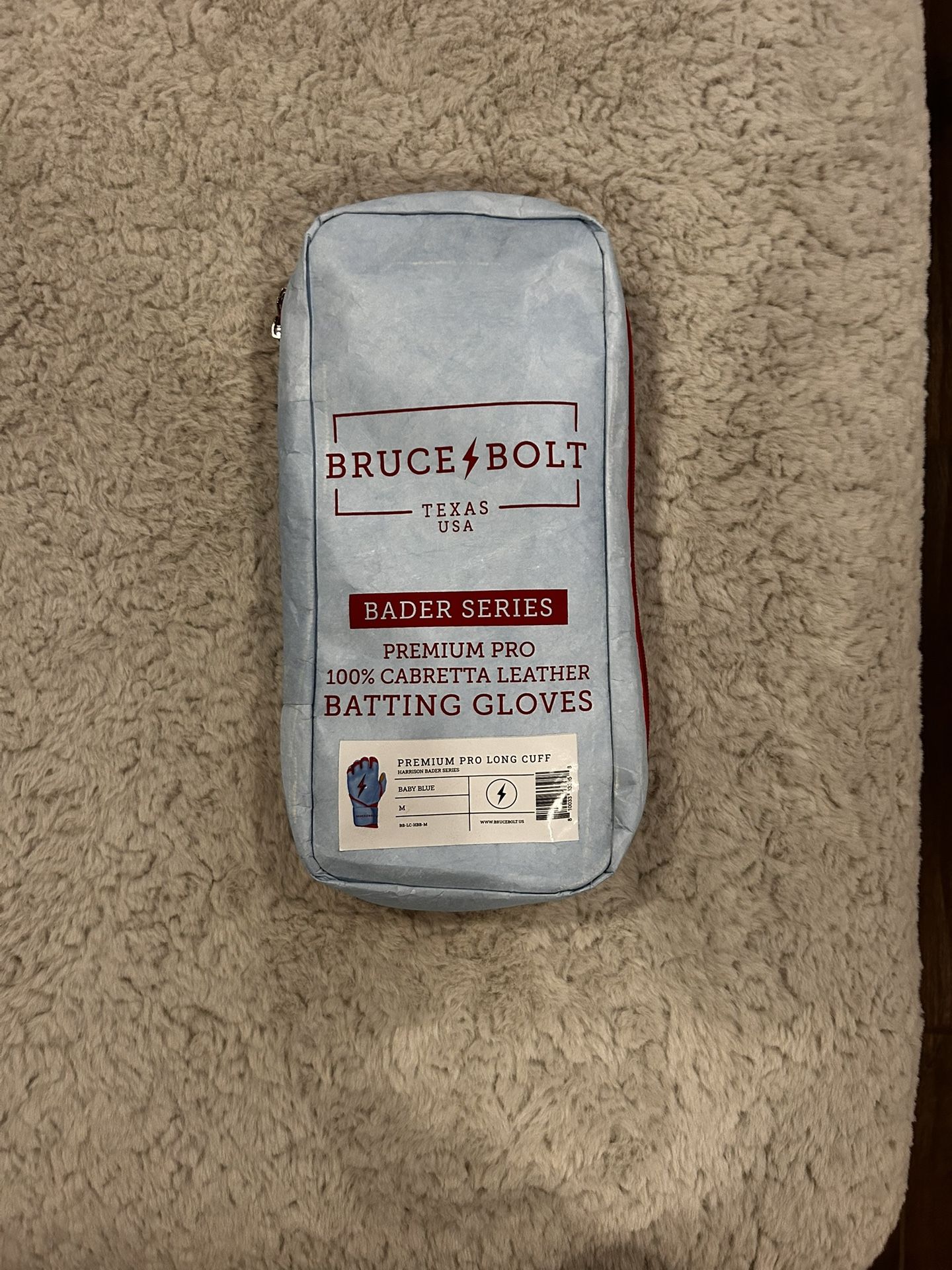 BRUCE BOLT Bader Series Premium Pro Long Cuff Batting Gloves Baby Blue M