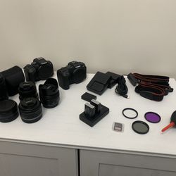 Canon Camera LOT Great Condition Lenses And Bodies RP & R10 Case