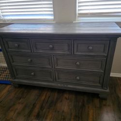 Gray Wood Convertible Dresser And Baby Changing Table