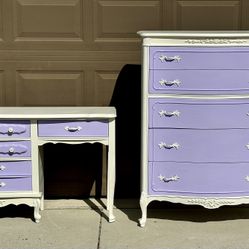 Stunning French Provincial Chest of Drawers & Desk- Together or Separate- Just repainted 