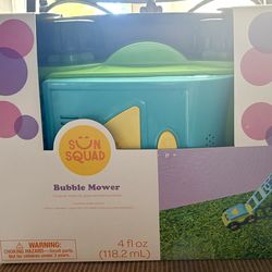 Sun Squad Light-Up Bubble Mower, a toy designed to create bubbles while being pushed. New ! Function: Produces bubbles and features light-up effects. 