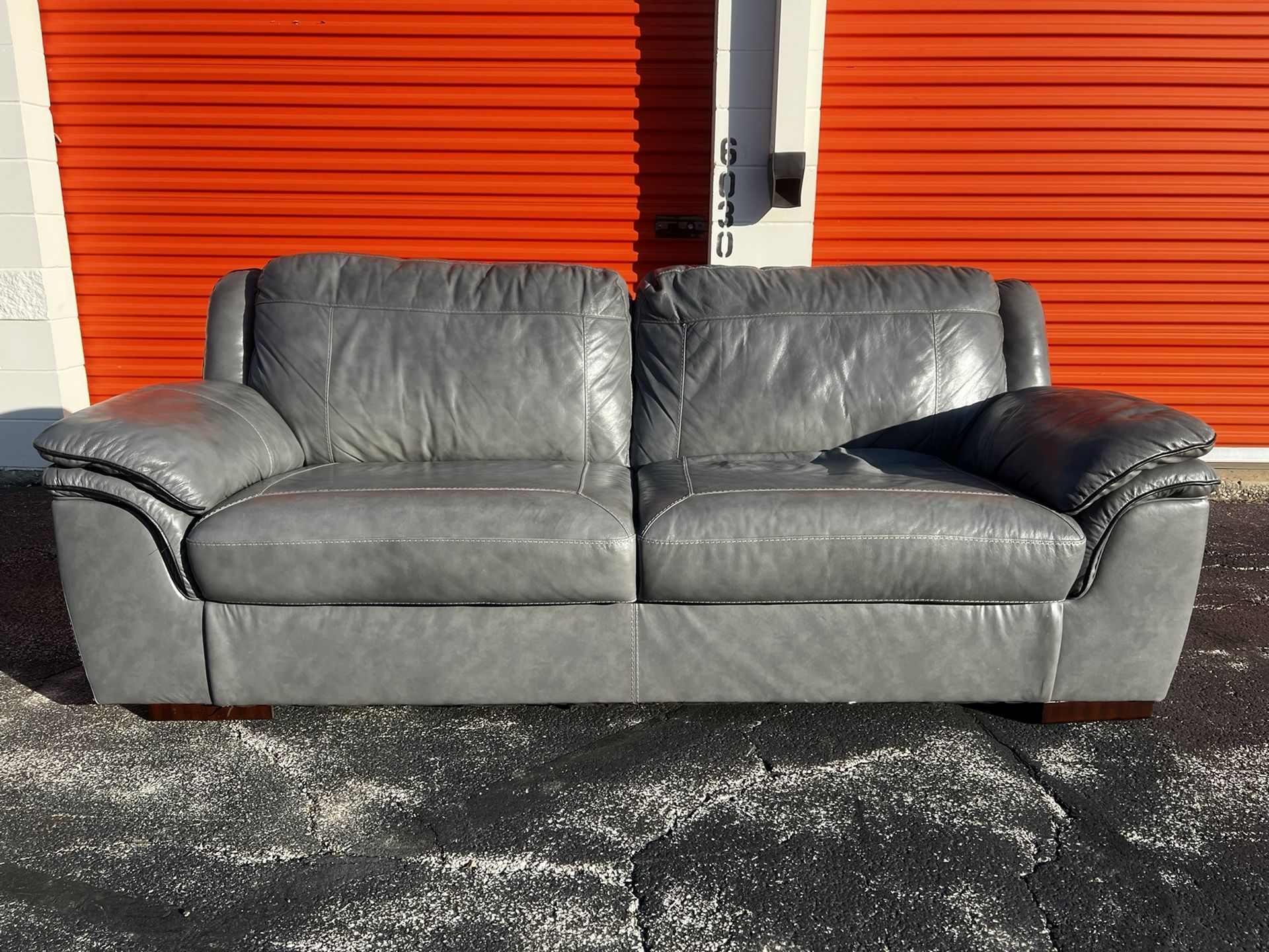 Beautiful Gray Genuine Leather Couch! ***Free Delivery*** for Sale in