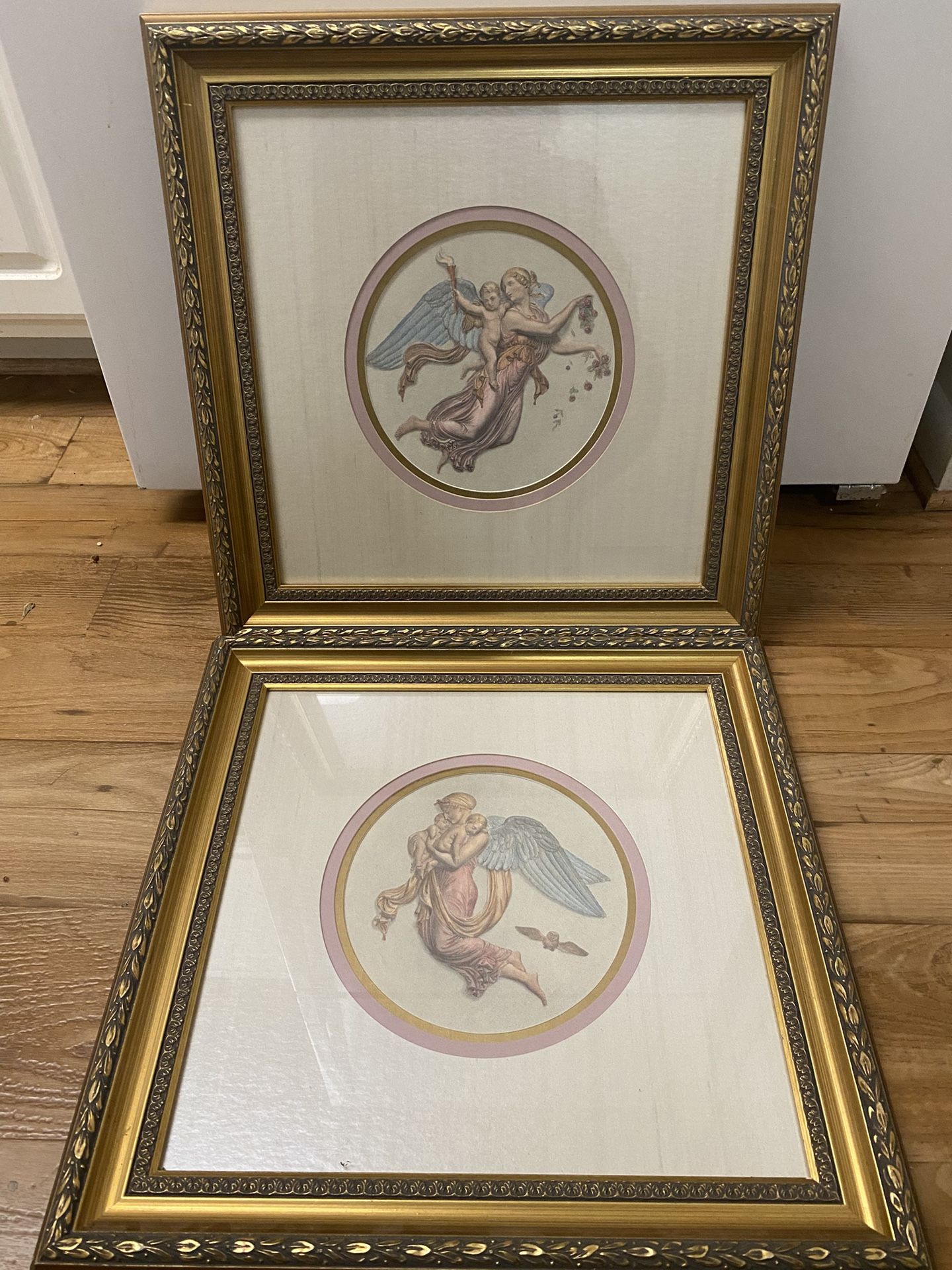Vintage Framed Angelic Artwork - Set of 2