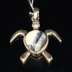 925 Silver Dendrite Opal Turtle Pendant 4.20g 153988/14