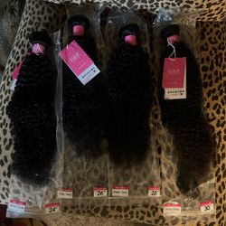 4 Bundles Human Hair Kinky Curly 24 26 28 30 Isee 