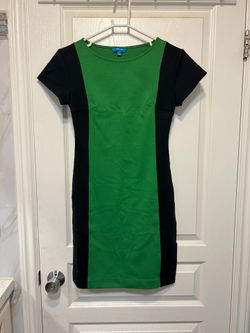 Derek Lam Green and black business casual dress