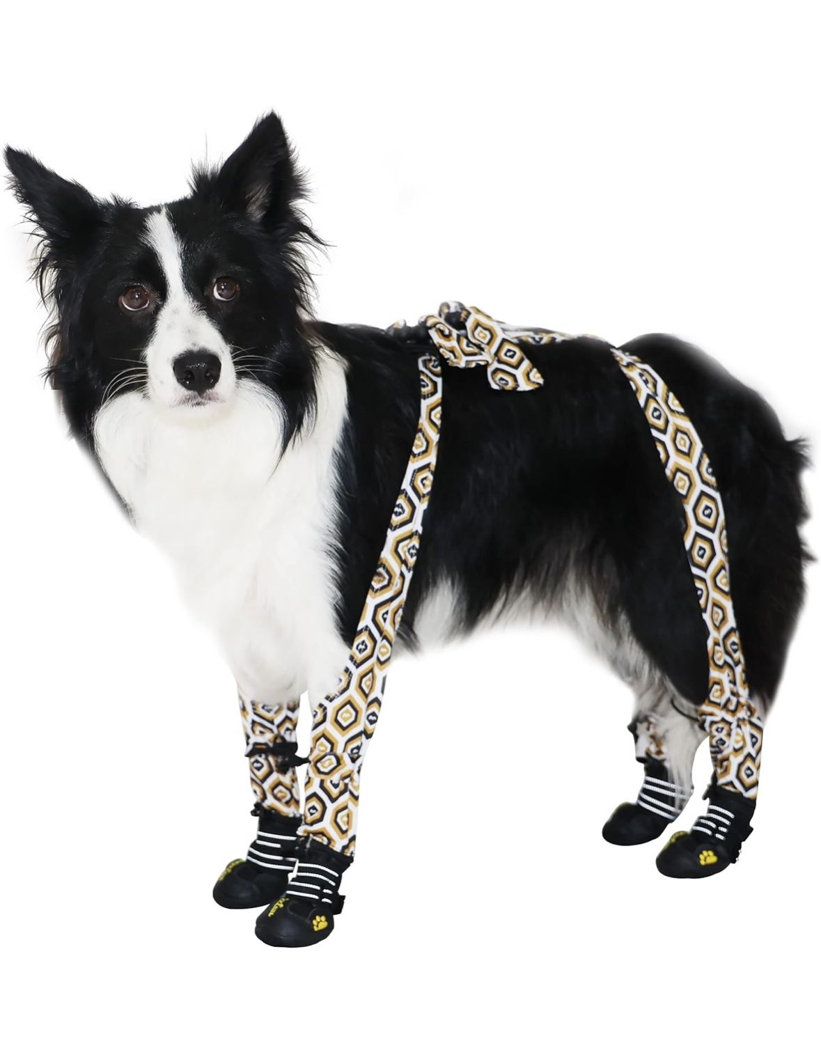 Dog Boots Waterproof Shoes for Dogs with Reflective Strips Rugged Anti-Slip Sole Adjustable Dog Size 4