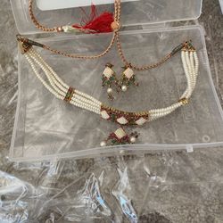 Pearl Necklace And Set Of Earrings