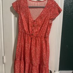 Floral Red Midi Dress