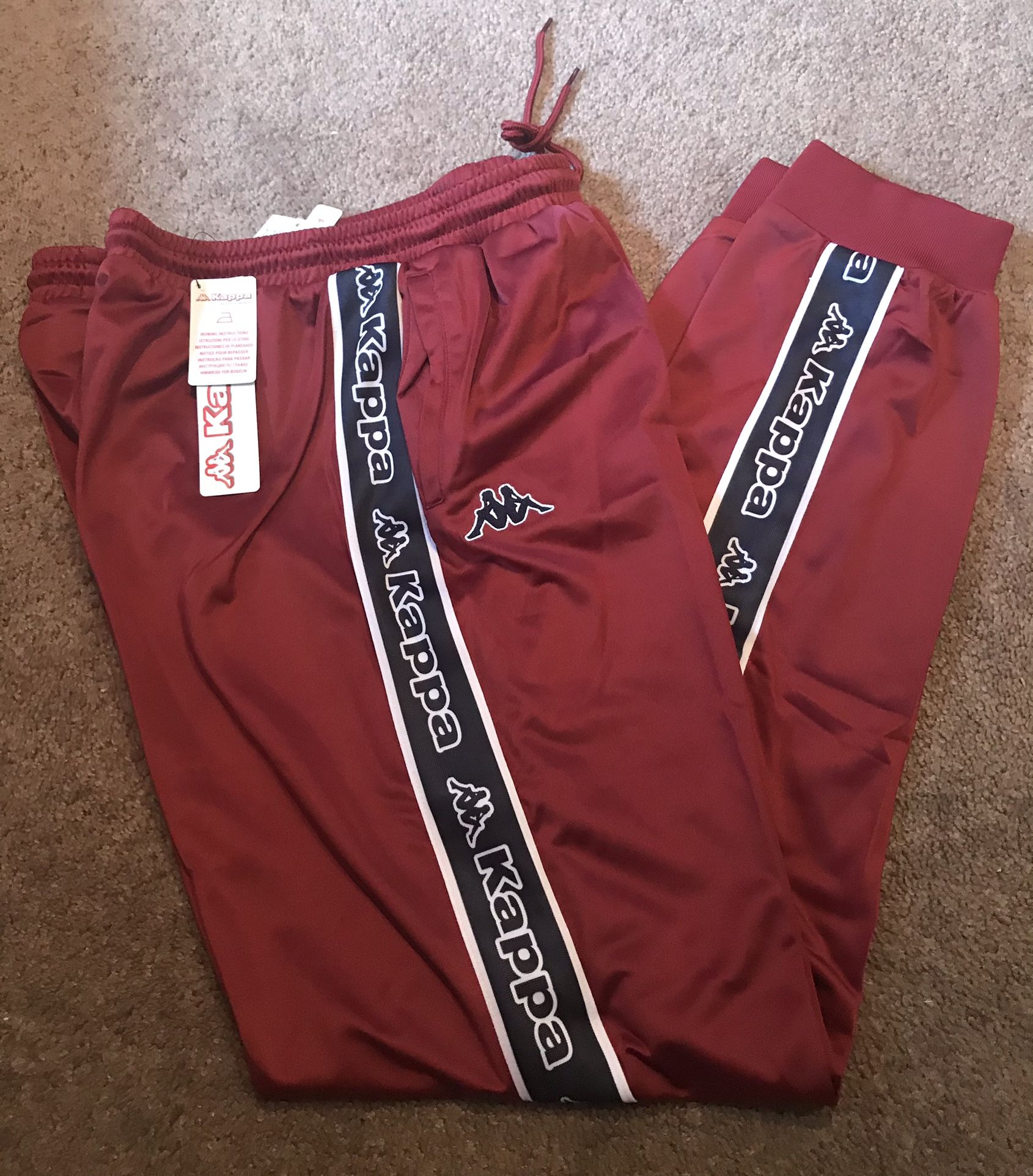 Kappa Active Alic Logo Tape Joggers Red Scarlet Men’s Size XXL
