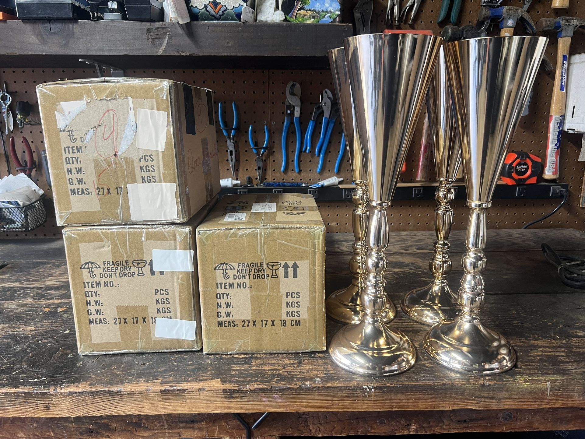 Flower Trumpet Gold Vases