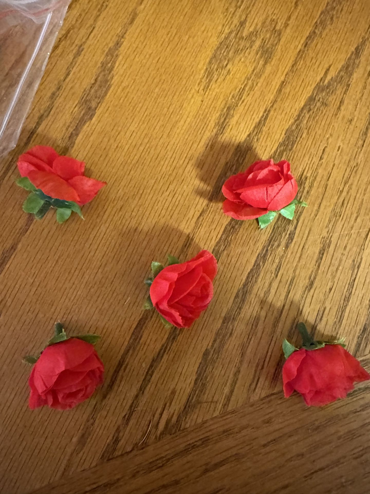 60 Small Red Rose Embellishments