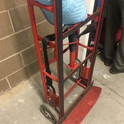 Appliance hand truck with tiedowns and moving blanket