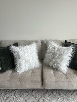 Fluffy white pillows decoration decor
