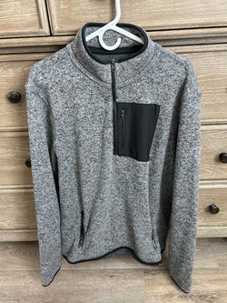 Gray Quarter-Zip Fleece Pullover Sweater