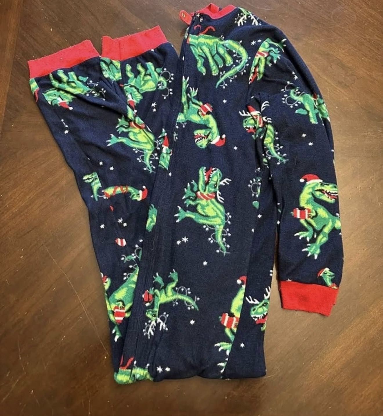 boys footless blanket sleeper/ onesie Christmas dino size 16