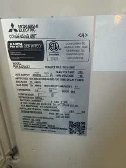 Mitsubishi PUY-A12NKA7 + PLAA12EA7 – High Efficiency 1-Ton AC -
