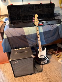 Getty Lee fender Jazz bass guitar with fender rumble 400