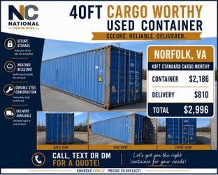 40FT Standard Cargo Worthy Shipping Container – Norfolk, VA