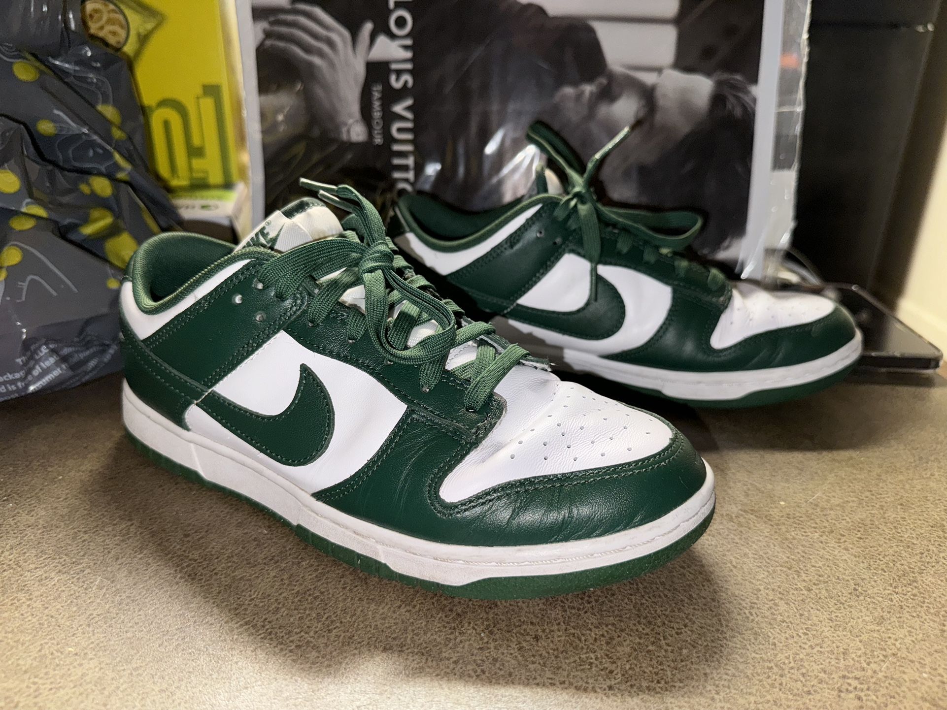 Michigan State Dunks | 8.5 Men / 10 Women | Used Green Dunk Lows Shoes | Nike Dunks