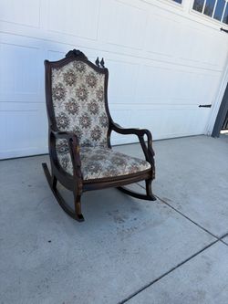 Antique-Style Floral Upholstered Rocking Chair