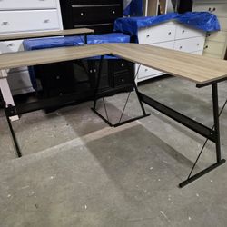 Modern Gray Rustic L Shaped Computer Desk