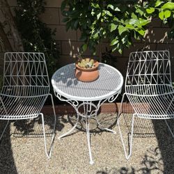 Bistro Style Set Vintage Table And 2 Chairs 