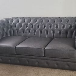 Walter E Smith Leather Chesterfield Couch 