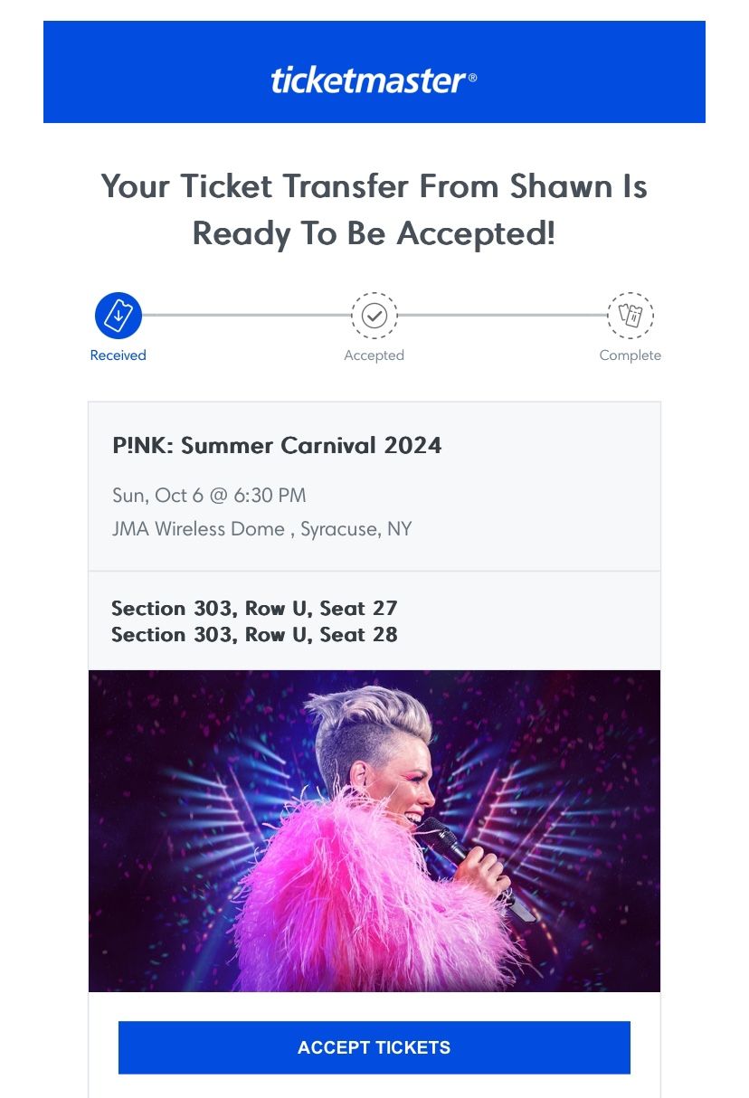 Tickets PINK Concert Syracuse 10/6