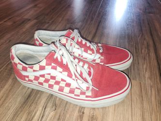 Red, checkered Vans