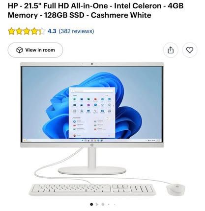 HP - 21.5" Full HD All-in-One - Intel Celeron - 4GB Memory - 128GB SSD - Cashmere White