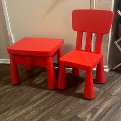Red IKEA Kids Desk 