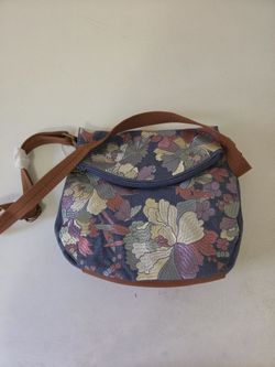 Sakroots Floral Denim Looking Crossbody Purse Foldover nwot