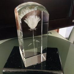 Crystal Glass 3D Laser Etched Flower